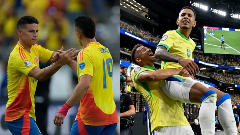 Colombianos y brasileños miden fuerzas en California por el liderato del grupo D en la Copa América.