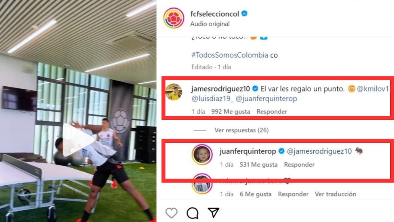 Respuesta de Juanfer Quintero a James Rodríguez por la polémica en el fútbol tenis.