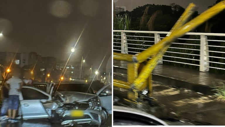 En redes sociales, han circulado imágenes del nuevo vehículo accidentado en este puente del sur de Cali.