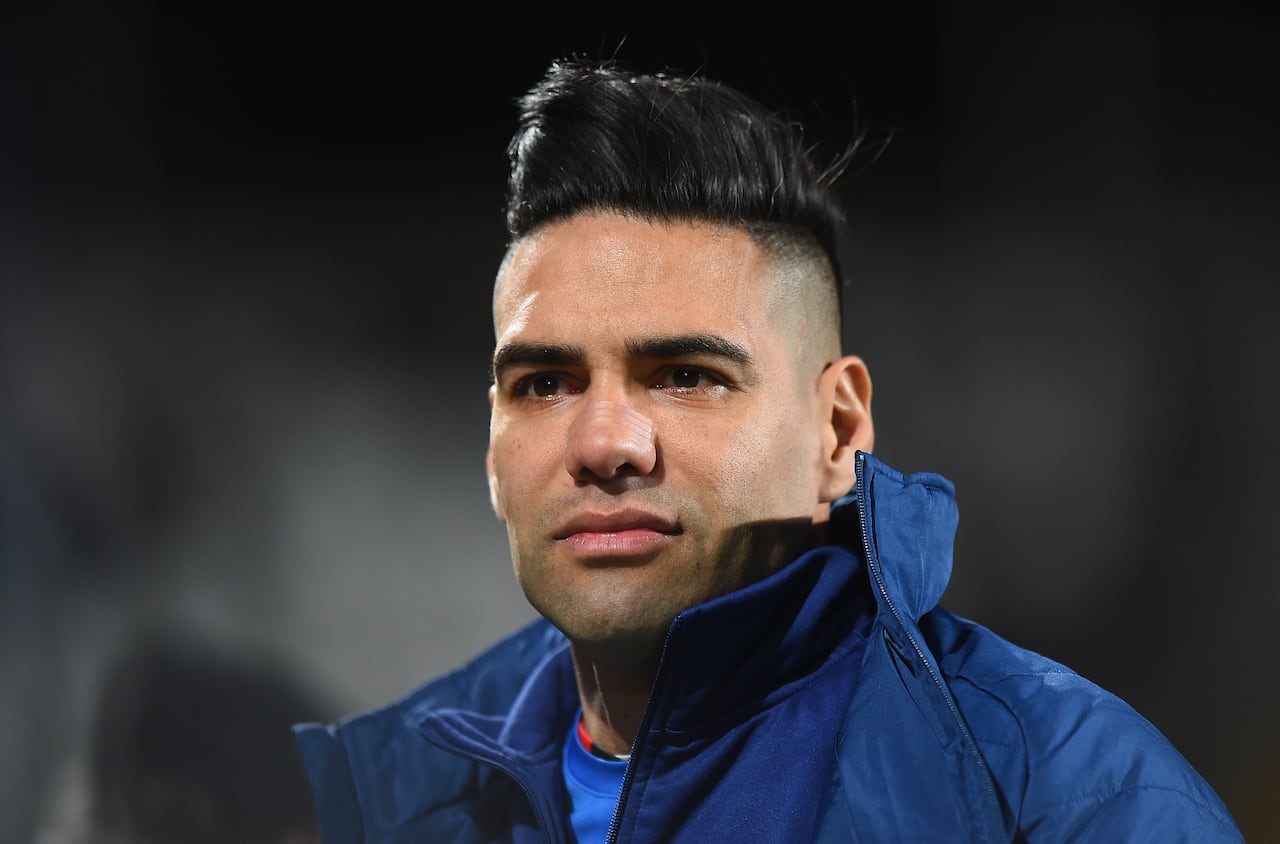 MADRID, SPAIN - FEBRUARY 06: Radamel Falcao of Rayo Vallecano looks on prior to the LaLiga Santander match between Rayo Vallecano and UD Almeria at Campo de Futbol de Vallecas on February 06, 2023 in Madrid, Spain. (Photo by Denis Doyle/Getty Images)