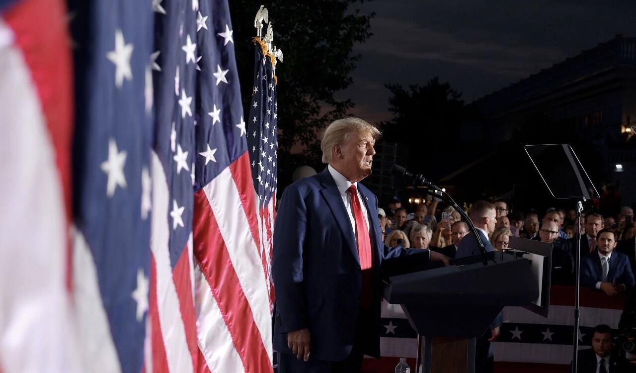 Donald Trump en el discurso que dio en Bedminster, New Jersey