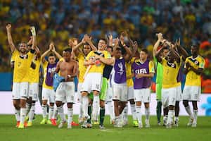 Selección Colombia celebraba el pase a cuartos de final en Brasil 2014