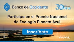 El Banco de Occidente los invita a particiar del Premio Nacional de Ecología Planeta Azul.