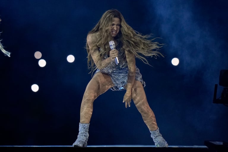 Colombian singer Shakira performs at halftime of the Copa America