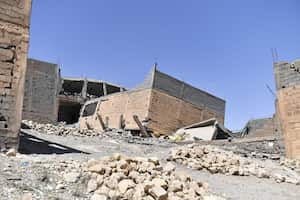 Los edificios son destruidos después de un terremoto de magnitud 7 en Marrakech, Marruecos, el 9 de septiembre de 2023. Al menos 1037 personas murieron y otras 721 resultaron heridas tras un poderoso terremoto que azotó Marruecos.