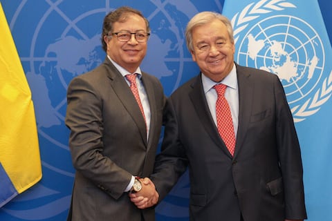 El Presidente Gustavo Petro con el secretario general de la ONU, António Guterres
