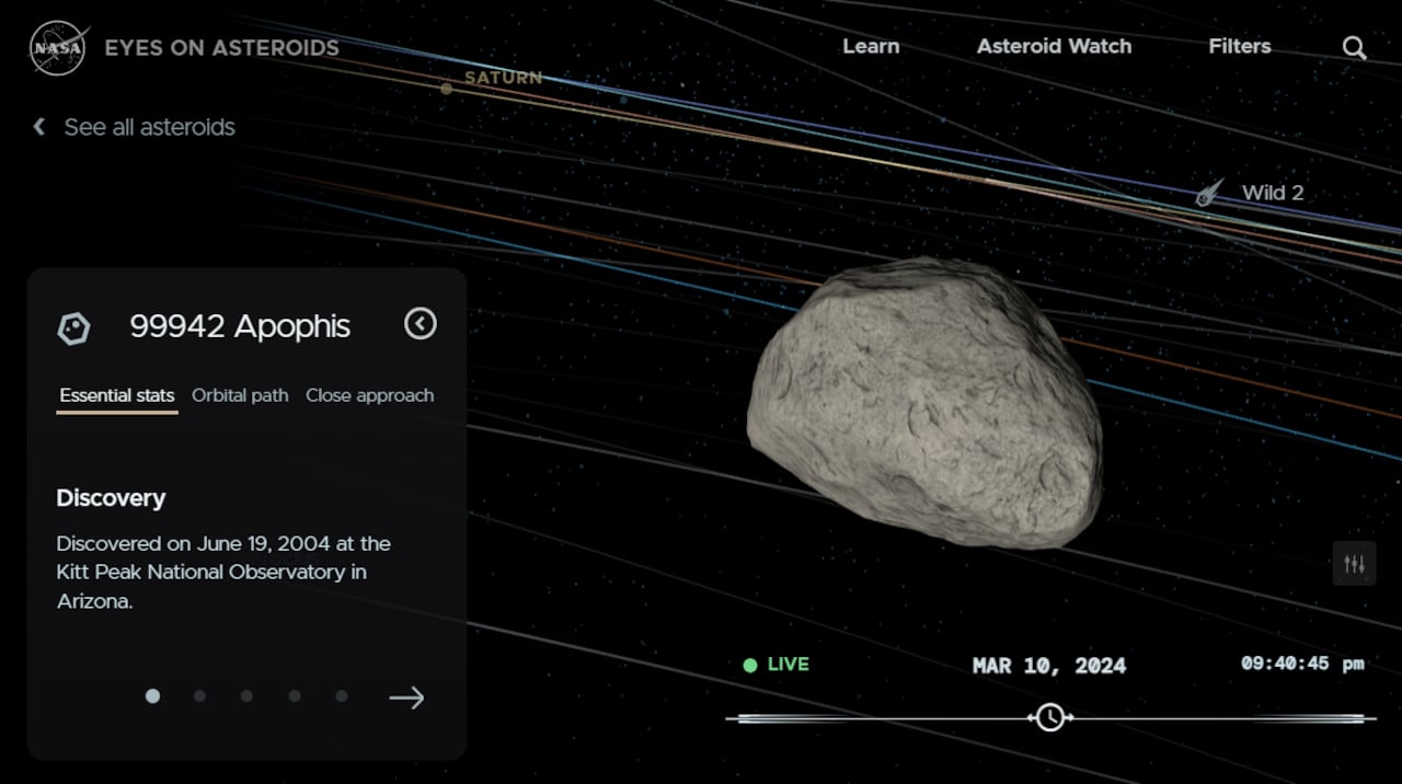 La NASA destina toda una sección en su portal web para hacer seguimiento a la trayectoria de Apophis, sección que está abierta al público.