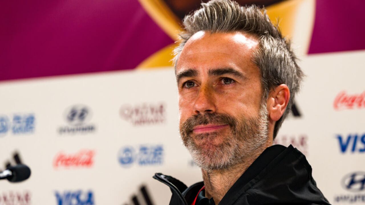 SYDNEY, AUSTRALIA - AUGUST 19: Jorge Vilda, Head Coach of Spain, speaks to the media during a Spain press conference during the the FIFA Women's World Cup Australia & New Zealand 2023 at Stadium Australia on August 19, 2023 in Sydney, Australia. (Photo by Andy Cheung/Getty Images)