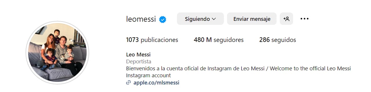 La cuenta de Instagram de Messi es una de las que mayor número de seguidores tiene en la red social.