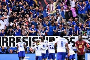 Francia celebra su paso a los cuartos de final de la Eurocopa 2024.