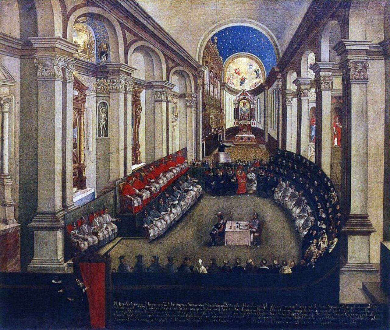 Una sesión del Concilio de Trento en la basílica de Santa María la Mayor.