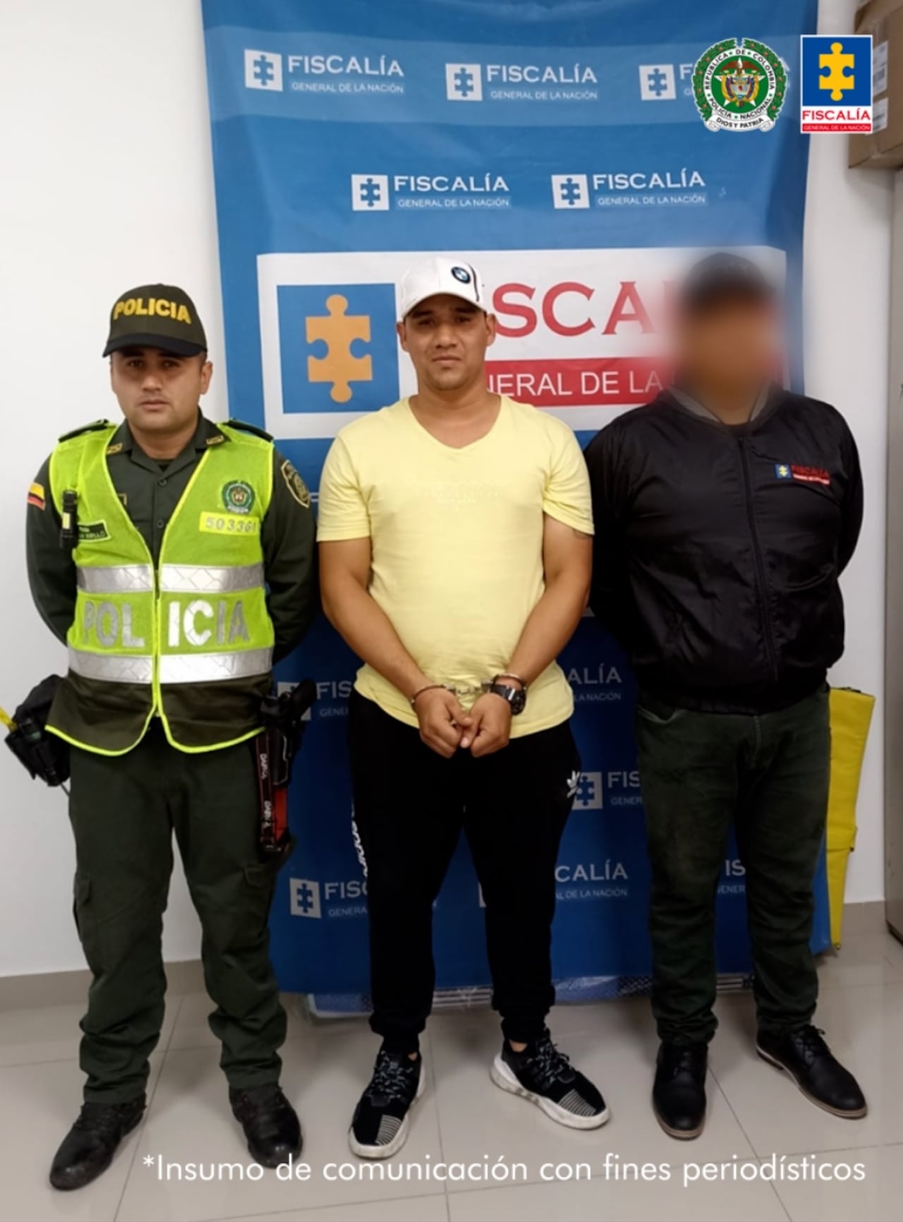 Jonathan Fernando Vasco Becerra (centro) tendrá que pasar 21 años y 7 meses en prisión.