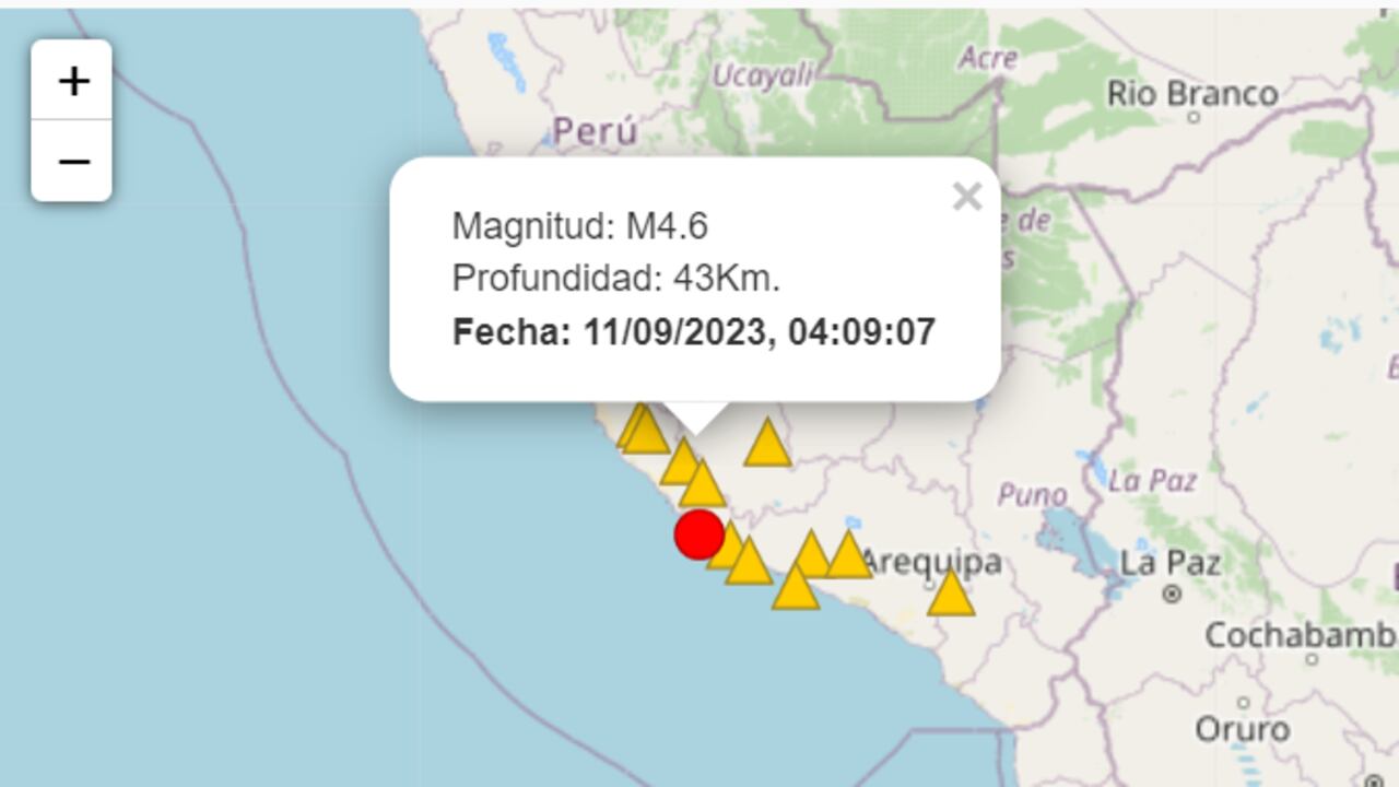 Reporte oficial del más reciente temblor en Perú.