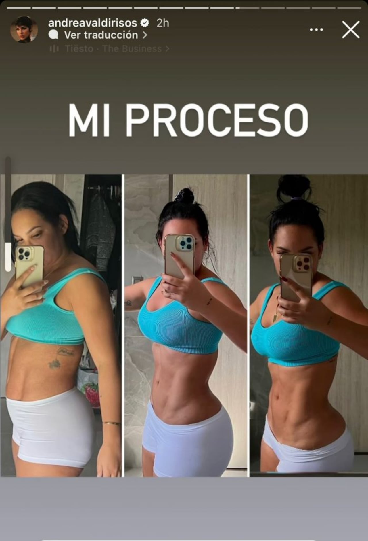 Andrea Valdiri mostró su progreso en Instagram.